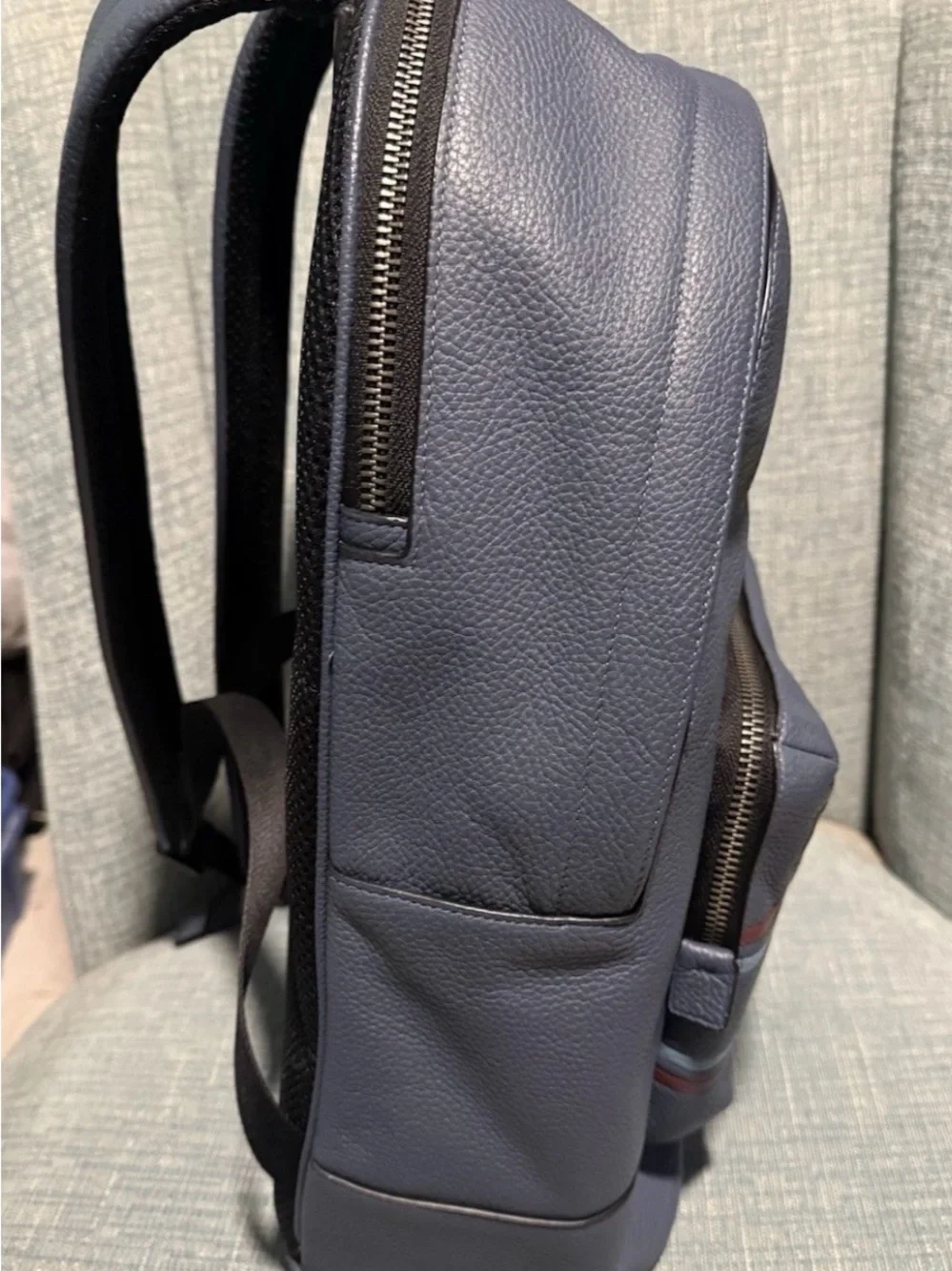Coach west backpack refined pebble leather blue comfort carry